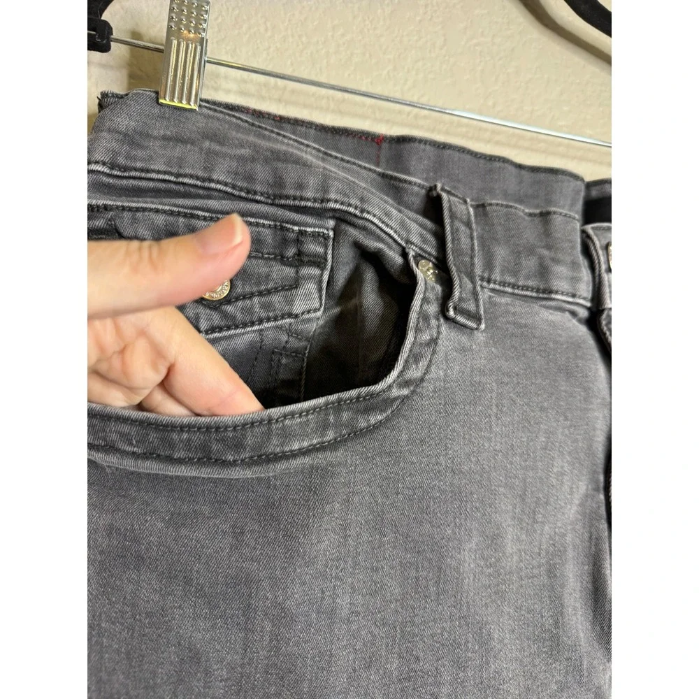 True Religion Mens 42 Geno Relaxed Slim Jeans Gray‎ Flap Pocket Horseshoe Denim